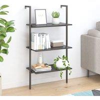 Berkfield Home 3-Tier Leaning Shelf Black 64x35x120.5 cm