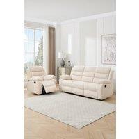 More4Homes Boston Manual Recliner Fabric 1+3 Seater Sofa Set in Beige