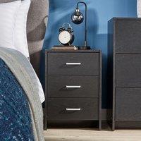 Home Source Stratford Chest of 3 Drawers Bedside Bedroom Storage Organiser in Black