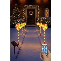 Neo Large 50cm Candy Cane Lolly Lollipop Christmas Remote Solar | Size: 6 Pack