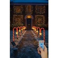 Neo Large 42cm 12PC Remote Solar Panel Battery Candy Cane Christmas Lights | Size: 12 Pack