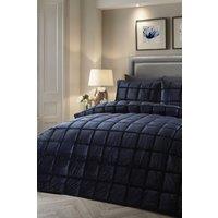 Soiree 'Brighton Square' Soft Velvet Box Stitched Duvet Cover Set in Navy | Size: King