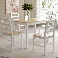 Comfy Living Ltd 5 Piece Wooden Dining Set White With Natural Tabletop