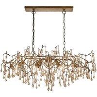 Netlighting Rimini Pendant Ceiling Light Aged Gold Paint Champagne Lustre Glass