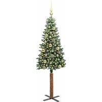 Berkfield Home Elegant Slim Christmas Tree with 150 LEDs Green & White 150 cm