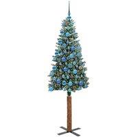 Berkfield Home Elegant Slim Christmas Tree with 300 LEDs Green & White 180 cm