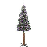 Berkfield Home Elegant Slim Christmas Tree with 300 LEDs Green & White 180 cm