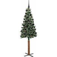 Berkfield Home Elegant Slim Christmas Tree with 300 LEDs Green & White 180 cm