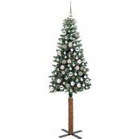 Berkfield Home Elegant Slim Christmas Tree with 300 LEDs Green & White 180 cm