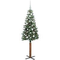 Berkfield Home Elegant Slim Christmas Tree with 150 LEDs Green & White 150 cm