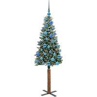 Berkfield Home Elegant Slim Christmas Tree with 150 LEDs Green & White 150 cm