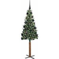 Berkfield Home Elegant Slim Christmas Tree with 150 LEDs Green & White 150 cm