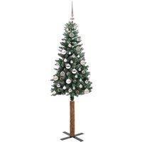 Berkfield Home Elegant Slim Christmas Tree with 150 LEDs Green & White 150 cm
