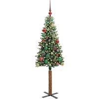 Berkfield Home Elegant Slim Christmas Tree with 150 LEDs Green & White 150 cm