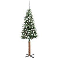 Berkfield Home Elegant Slim Christmas Tree with 300 LEDs Green & White 180 cm