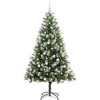 Berkfield Home Lush Artificial Hinged Christmas Tree with Flocked Snow 180 cm in Green