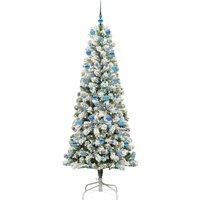 Berkfield Home Realistic Artificial Hinged Christmas Tree Green & white 210 cm