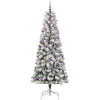 Berkfield Home Realistic Artificial Hinged Christmas Tree Green & white 240 cm