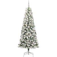 Berkfield Home Realistic Artificial Hinged Christmas Tree Green & white 240 cm