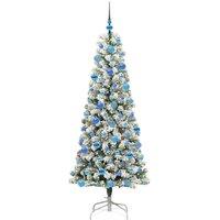 Berkfield Home Realistic Artificial Hinged Christmas Tree Green & white 180 cm