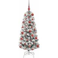 Berkfield Home Realistic Artificial Hinged Christmas Tree Green & white 120 cm
