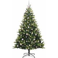 Berkfield Home Realistic Artificial Hinged Christmas Tree 300 LEDs Green 210 cm