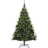 Berkfield Home Realistic Artificial Hinged Christmas Tree 300 LEDs Green 210 cm