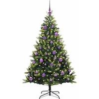 Berkfield Home Realistic Artificial Hinged Christmas Tree 150 LEDs Green 150 cm