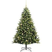 Berkfield Home Realistic Artificial Hinged Christmas Tree 150 LEDs Green 150 cm
