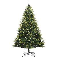 Berkfield Home Realistic Artificial Hinged Christmas Tree 300 LEDs Green 240 cm