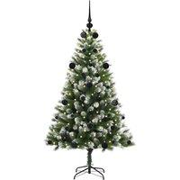 Berkfield Home Lush Artificial Hinged Christmas Tree with Flocked Snow 150 cm in Green