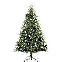 Berkfield Home Realistic Artificial Hinged Christmas Tree 300 LEDs Green 210 cm
