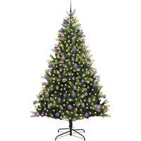 Berkfield Home Realistic Artificial Hinged Christmas Tree 300 LEDs Green 210 cm