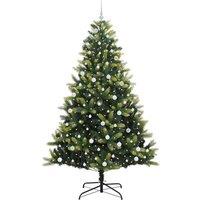 Berkfield Home Realistic Artificial Hinged Christmas Tree 300 LEDs Green 240 cm