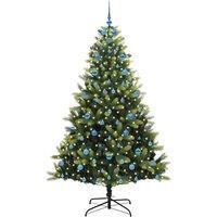 Berkfield Home Realistic Artificial Hinged Christmas Tree 300 LEDs Green 210 cm
