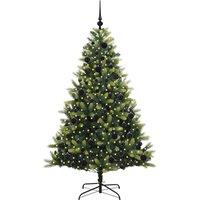 Berkfield Home Realistic Artificial Hinged Christmas Tree 300 LEDs Green 180 cm