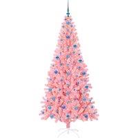 Berkfield Home Lush Christmas Tree with 300 LEDs with Stand Pink 210 cm PVC