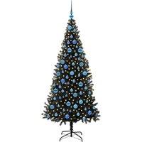 Berkfield Home Lush Christmas Tree with 300 LEDs with Stand Black 180 cm PVC