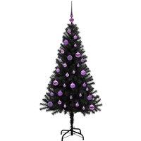 Berkfield Home Lush Christmas Tree with 150 LEDs with Stand Black 150 cm PVC