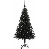Berkfield Home Lush Christmas Tree with 150 LEDs with Stand Black 150 cm PVC