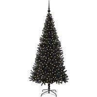 Berkfield Home Lush Christmas Tree with 300 LEDs with Stand Black 180 cm PVC