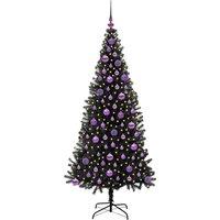 Berkfield Home Lush Christmas Tree with 300 LEDs with Stand Black 180 cm PVC