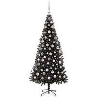 Berkfield Home Lush Christmas Tree with 300 LEDs with Stand Black 180 cm PVC