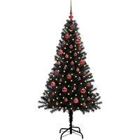 Berkfield Home Lush Christmas Tree with 150 LEDs with Stand Black 150 cm PVC