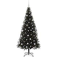 Berkfield Home Lush Christmas Tree with 300 LEDs with Stand Black 180 cm PVC