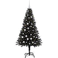 Berkfield Home Lush Christmas Tree with 150 LEDs with Stand Black 150 cm PVC