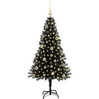 Berkfield Home Lush Christmas Tree with 150 LEDs with Stand Black 150 cm PVC