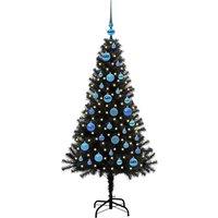 Berkfield Home Lush Christmas Tree with 150 LEDs with Stand Black 150 cm PVC