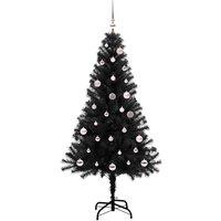 Berkfield Home Lush Christmas Tree with 150 LEDs with Stand Black 150 cm PVC