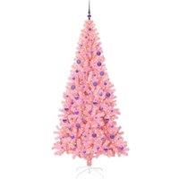Berkfield Home Lush Christmas Tree with 300 LEDs with Stand Pink 180 cm PVC